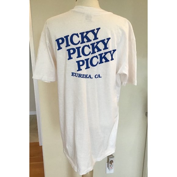 Vintage BEN DAVIS ~ PICKY PICKY PICKY ~White T Shirt Size L EUC - Picture 3 of 4
